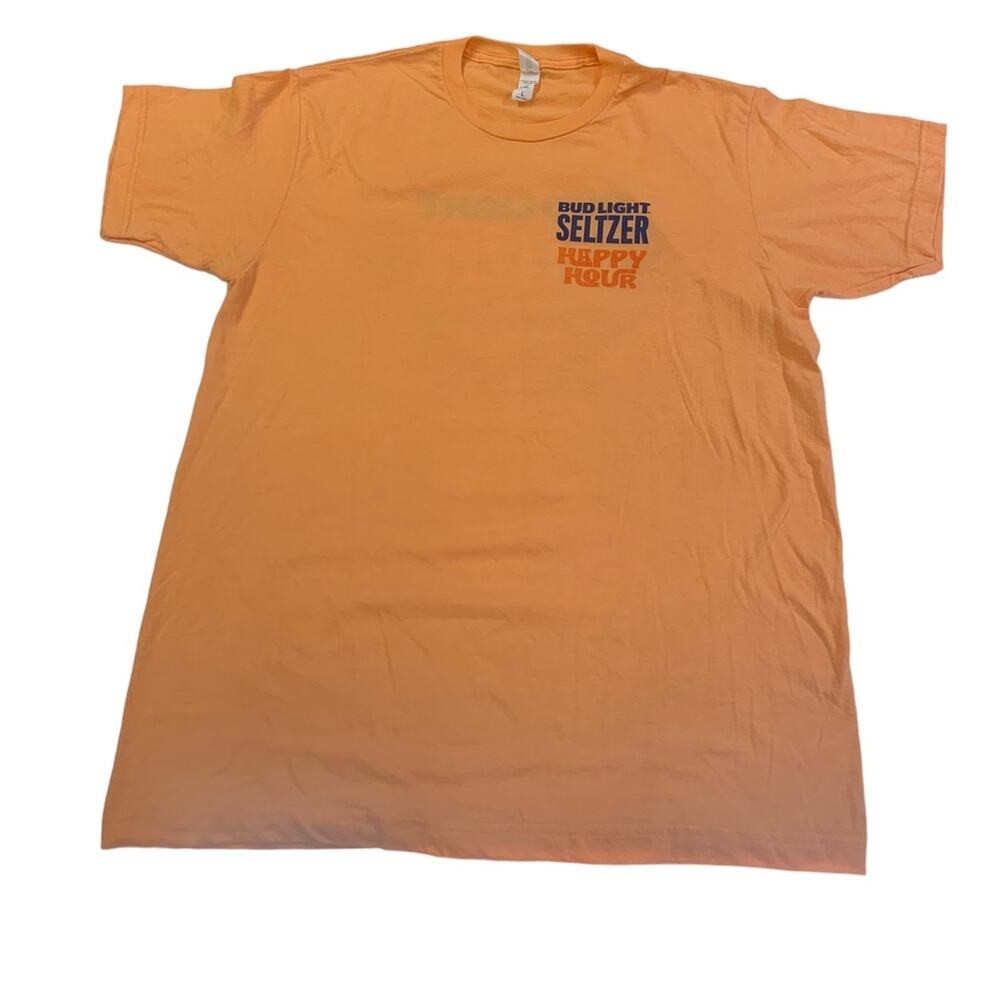 Tultex Bud Light T-shirt Crewneck Orange Happy Hour Size Large